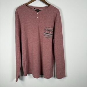 Volcom Men's XL Long Sleeve Shirt Maroon Aztec Pocket‎